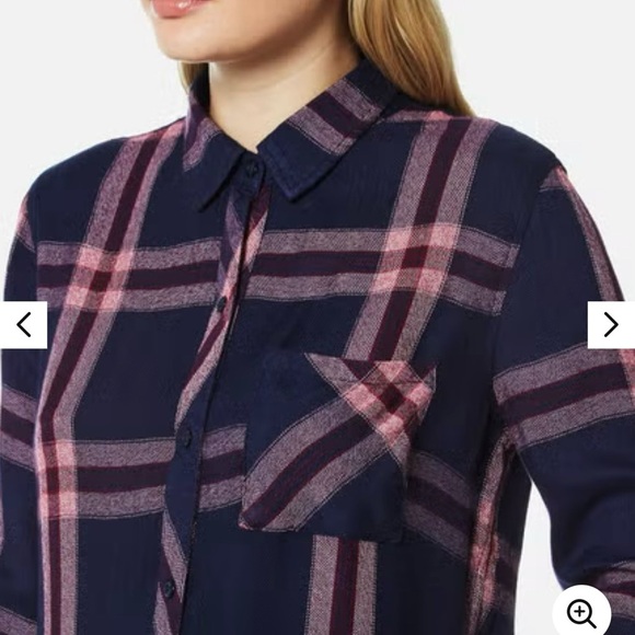 Rails Hunter Check Admiral/Cranberry Melange Button Up Cowgirl Shirt Size S - Picture 5 of 16